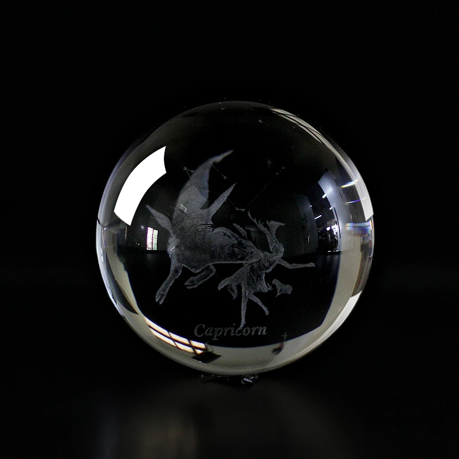 Capricorn 60 MM 3D Zodiac Sign Star Crystal Ball Laser Engraved Glass Sphere Crystal Craft Home Decor Birthday Gift Ornament - Цвет: Capricorn