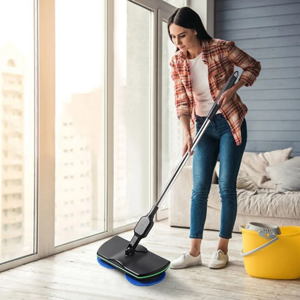 Rechargeable All-round Rotation Cordless Floor Cleaner Scrubber Polisher Electric Rotary Mop Microfiber Cleaning for Home | Дом и сад