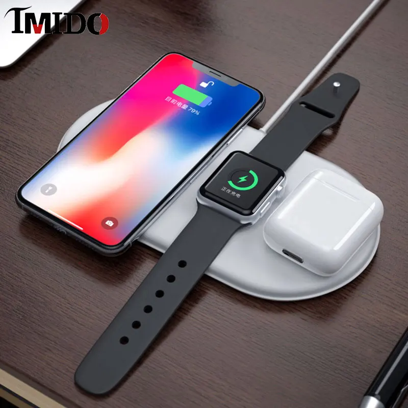 3 в 1 лучшее Беспроводное зарядное устройство для Iphone и Apple Watch 4 Airpods 10 Вт быстрая Беспроводная Накладка для iPhone 11 PRO X XR 8 samsung note 10