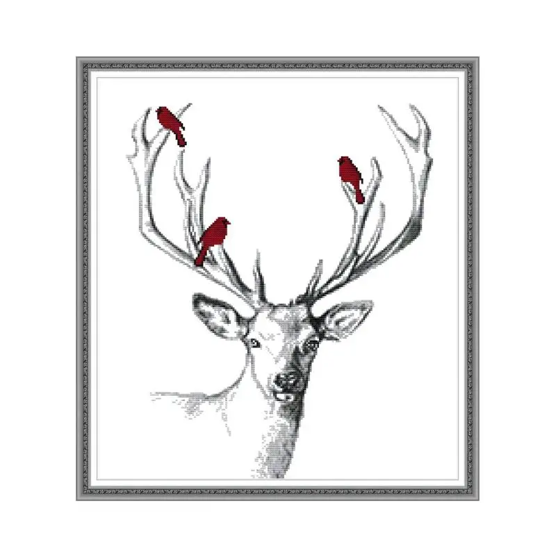 Узоры с оленями Набор для вышивки крестом из китайского холста напечатанная