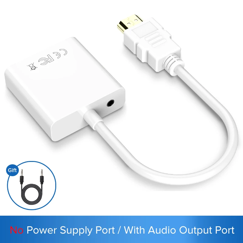 White-002 SUPTEC адаптер hdmi-vga конвертер 1080P HDMI цифровой аналоговый видео аудио кабель для ноутбука PS3 PS4 tv Box PC HD tv проектор - Цвет: White-002