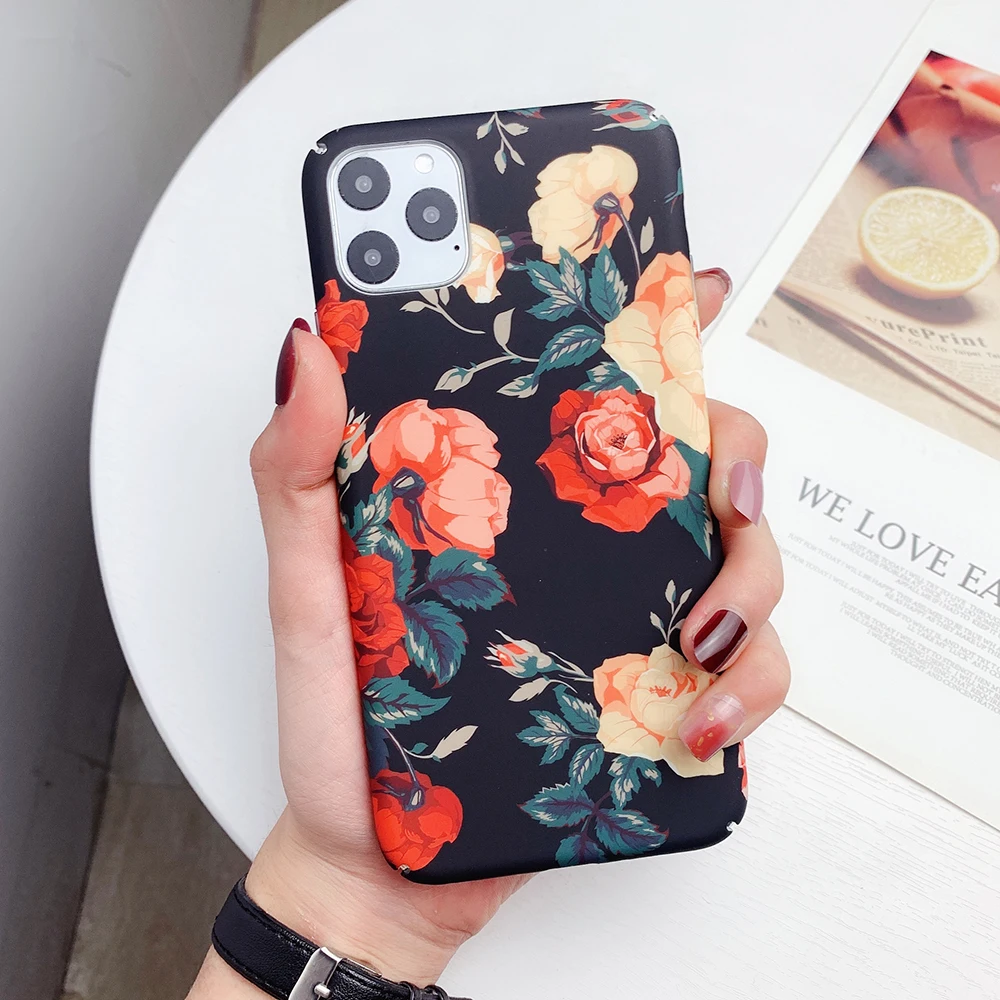 LOVECOM Ретро вишневые чехлы для телефонов с изображением цветов для iPhone 11 Pro Max XS Max XR XS X 6 6S 7 8 Plus матовая жесткая PC задняя крышка чехлы Подарки