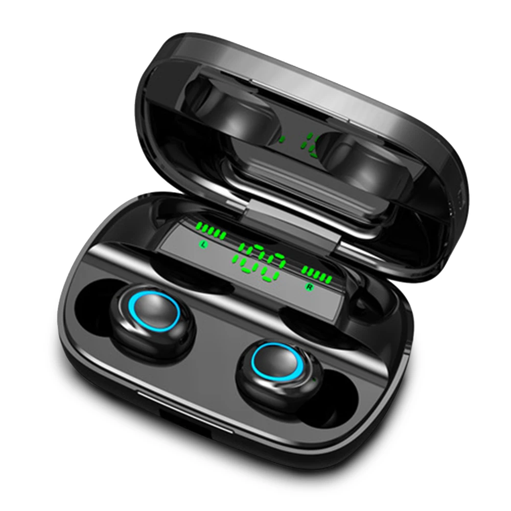 S11 TWS 3500 мАч Внешний аккумулятор наушники светодиодный Bluetooth 5,0 наушники беспроводные HIFI стерео наушники игровая гарнитура с микрофоном - Цвет: LED Black