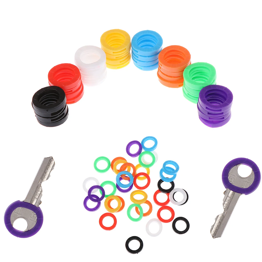 

32pcs Bright Colors Soft Silicone Hollow Multi Color Rubber Soft Keys Locks Cap Key Covers Topper Keyring Elastic Case Round