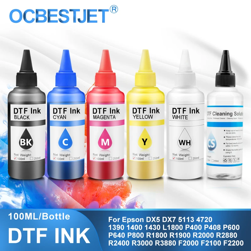 100ML DTF Ink Direct to Transfer Film Ink For DTF PET Film Printing For Epson DX5 DX7 5113 4720 I3200 1390 1430 P400 F2000 F2100