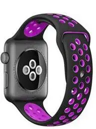 Ремешок для apple watch 42 мм 38 мм 40 мм 44 мм резиновый спортивный ремешок для iwatch 4 3 2 1 серия 5 - Цвет ремешка: black purple