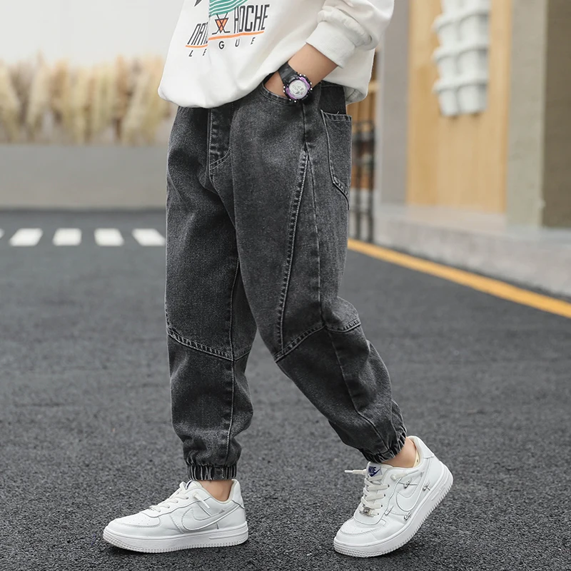 

Children's Clothing Casual Jeans For Boy Pants Denim Cotton Autumn Winter Elastic Waist Jeans Kids Casual Pants 4 6 8 10 12 Year