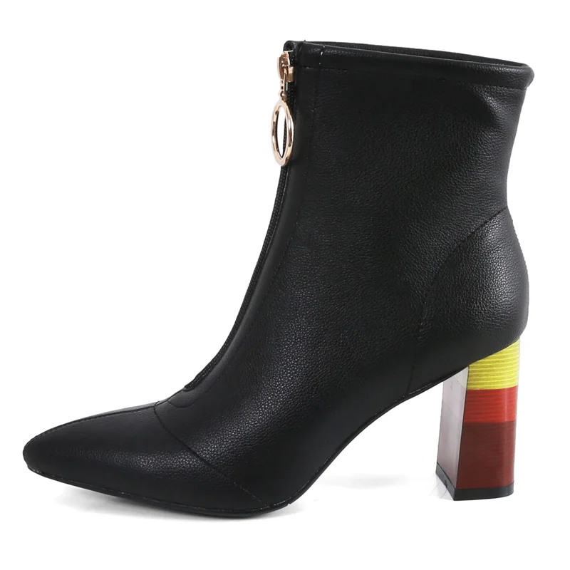 Женские ботильоны из коровьей кожи сезон осень-зима женские радужные туфли на