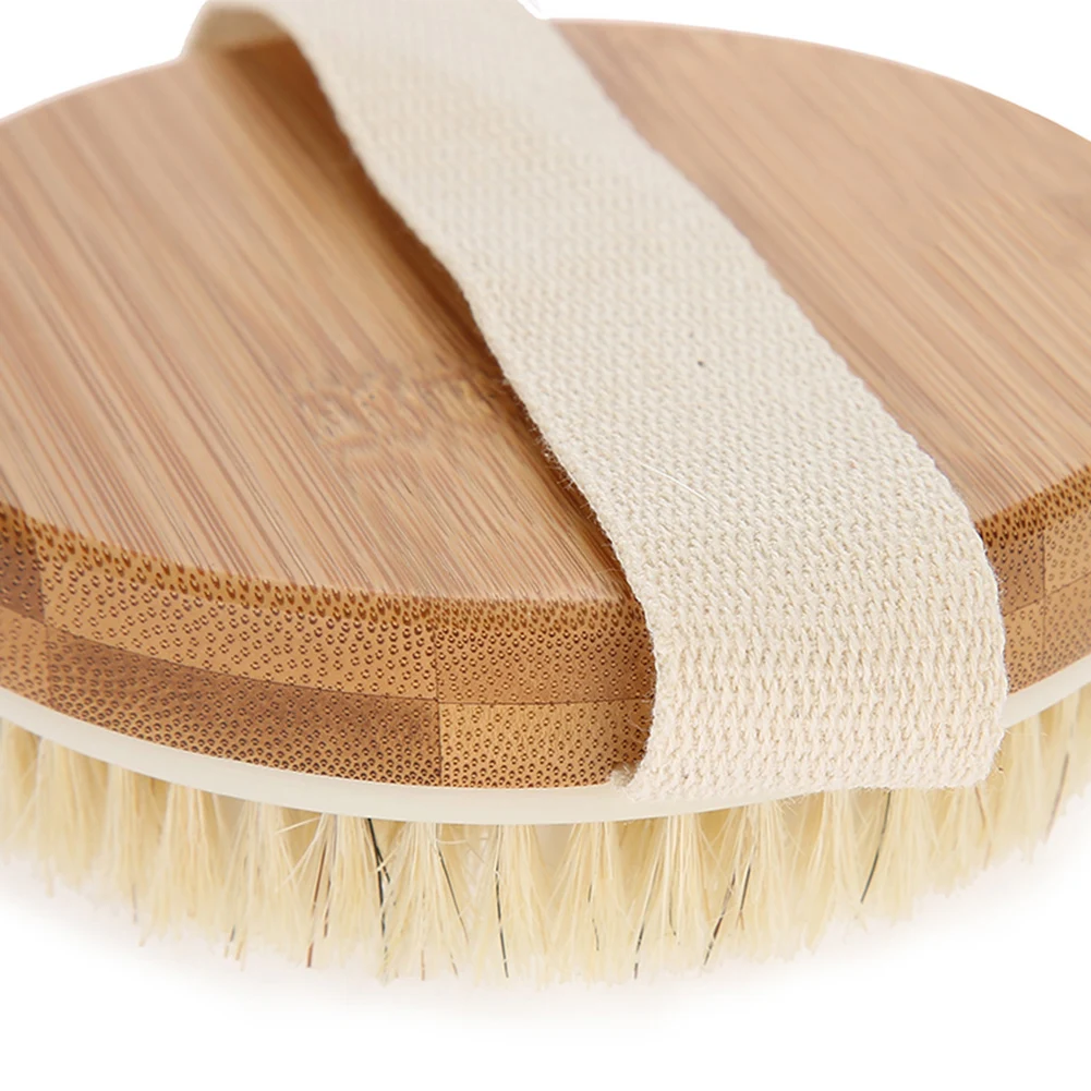 Сухой кисти мягкие кабан щетины уход за кожей тела щетка круглая бамбука