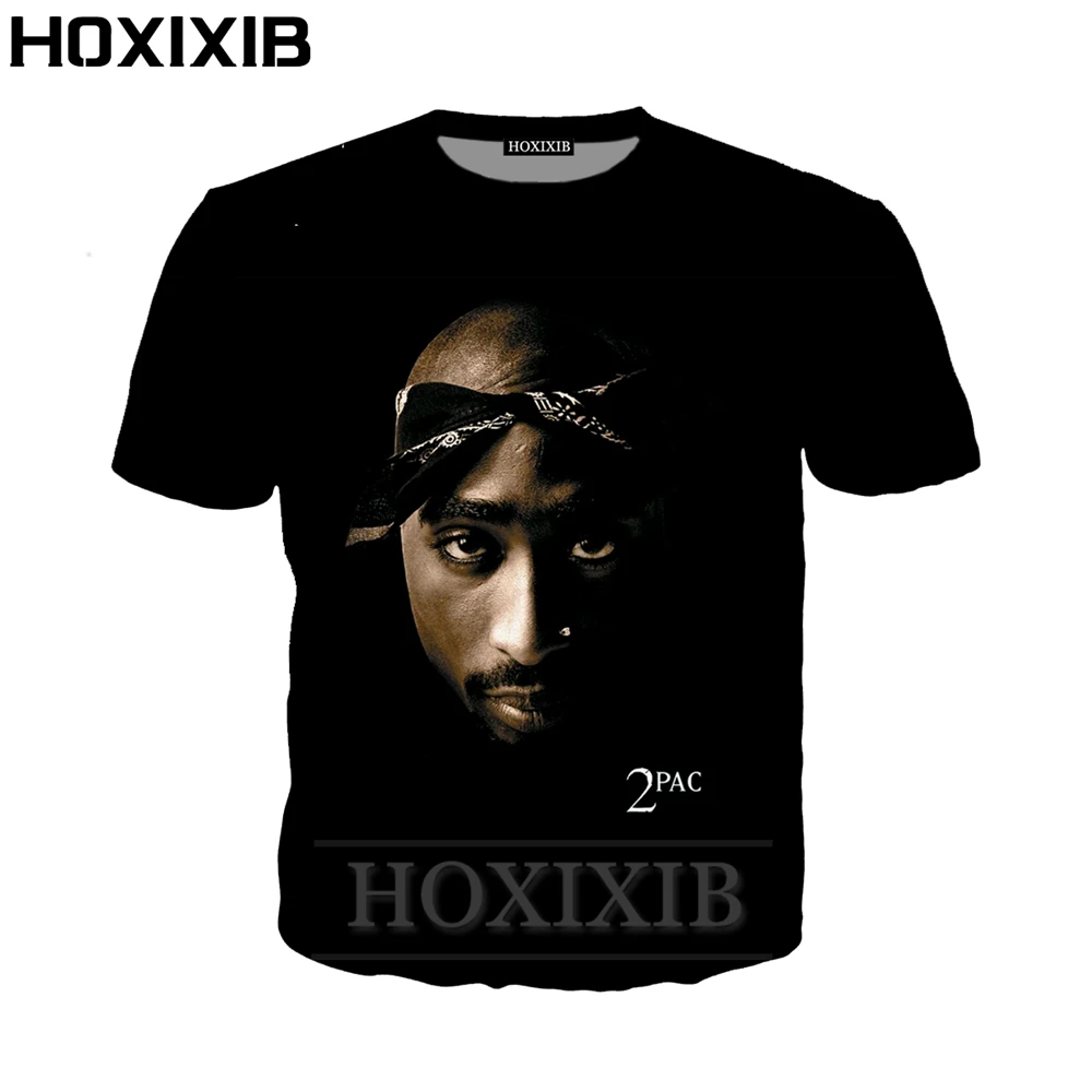 

HOXIXIB 2Pac T Shirt Women Sports 3D Print Rapper Fitness Hip Hop White Men Tshirt Summer Camping Funny Casual Unisex Streetwear