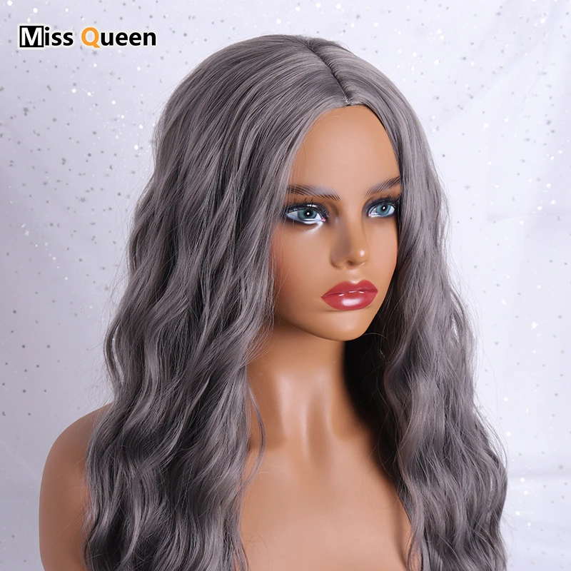 MISS QUEEN 22 Inch Pink Wavy Wig Cosplay Natural Synthetic Women's Red Silver 8 Color Heat Resistant Hair | Шиньоны и парики