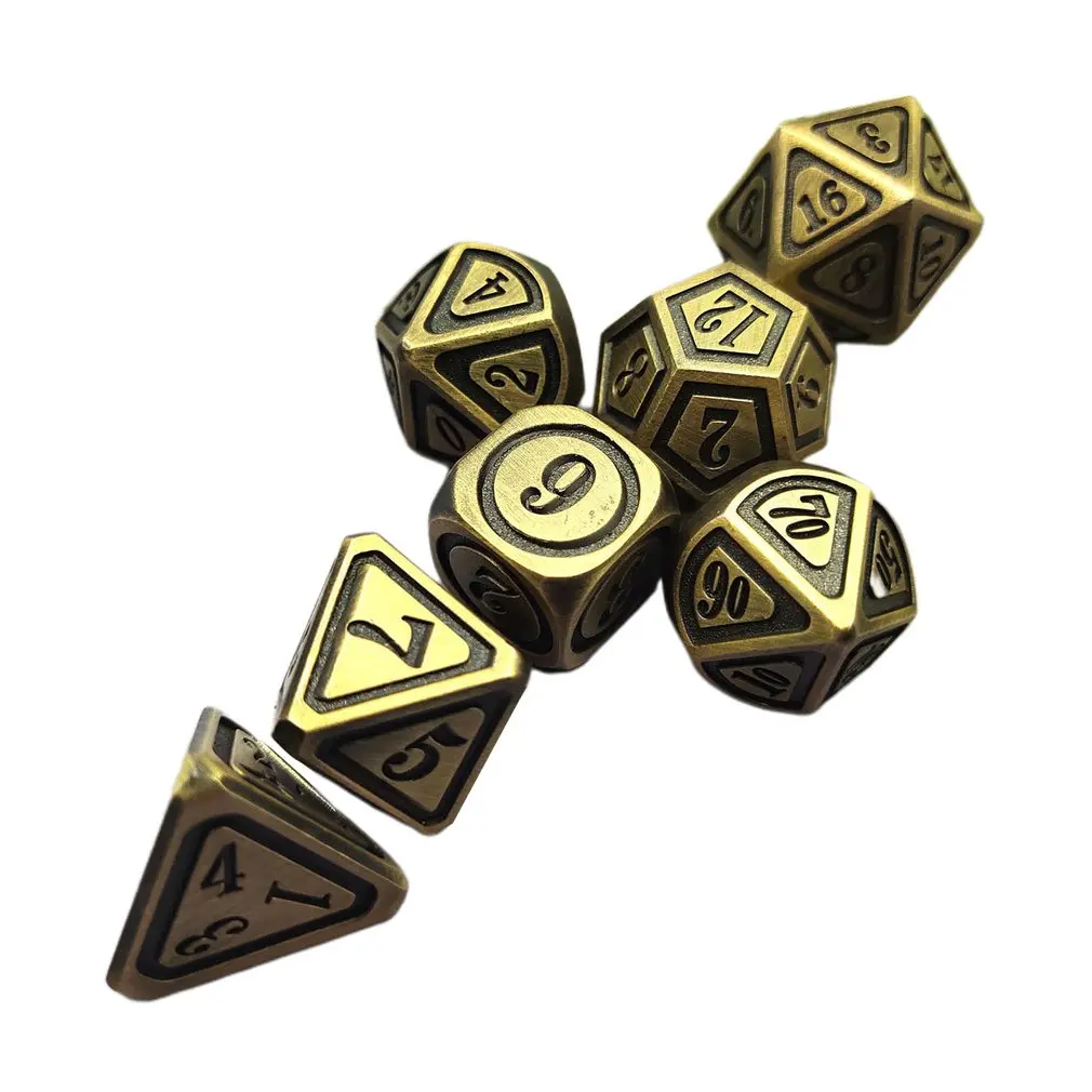 

Антикварное изделие из металла кубики из сплава кубик для настольной игры из цинкового сплава, цинковый сплав многогранные кости Портативн...