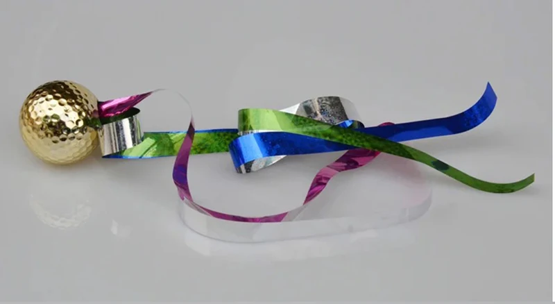 Упаковка 3 шт мячи для гольфа золотые цветные ленты открытие церемонии покрытием