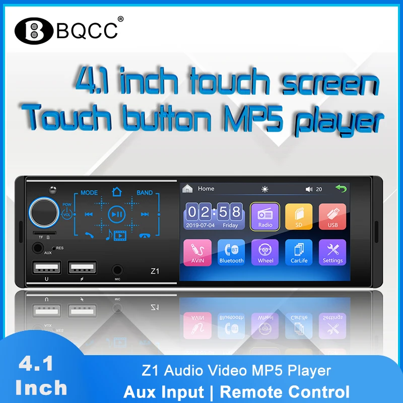 

Автомагнитола 1 Din, сенсорный экран 4,1 дюйма, Z1 MP5, видеоплеер, Bluetooth, USB, TF, Aux, вход, микрофон, радио, цветсветильник