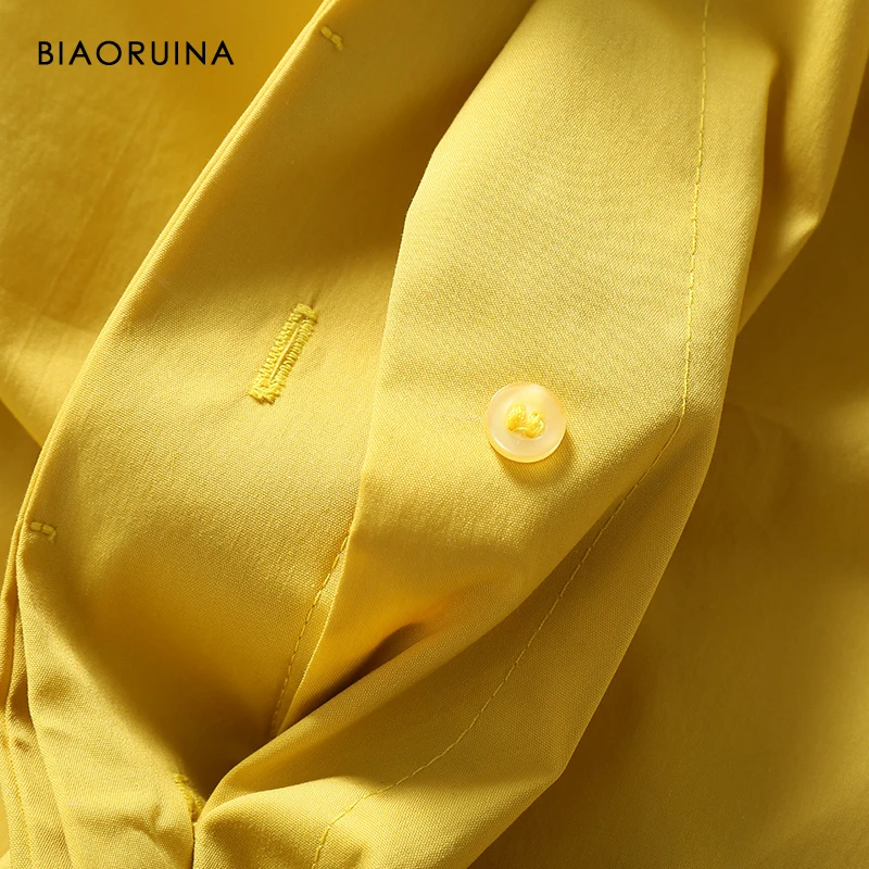 BIAORUINA, 7 цветов, женская элегантная тонкая универсальная рубашка, Офисная Женская Повседневная однотонная Базовая однобортная рубашка, модные топы