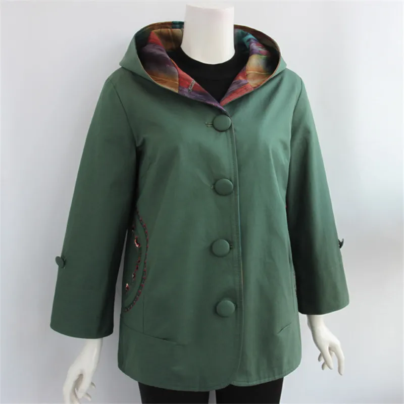 Весна Осень женщин среднего возраста куртка размера плюс 5XL Повседневная с