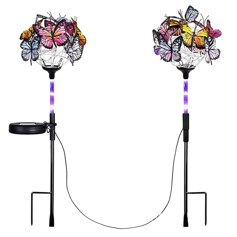 

2Pcs Acrylic Solar Power Lights,Butterflies Shape Waterproof LED Ball Lights for Outdoor Garden/Yard Decorations-ABUX
