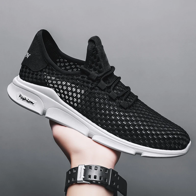 Brand Mesh Men Skateboarding Shoes Black Footwear Sneakers Flat Male Walking Shoes Summer Soft Outdoor For Men Rubber Shoes
