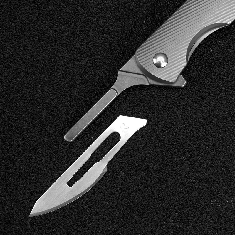 HWZBBEN Scalpels EDC Складной нож из титанового сплава с 10 лезвиями NO.24 гравировальные