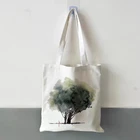 Многоразовые эко-сумки для покупок с принтом черного дерева, холщовая сумка для книг, женская складная сумка для покупок, модная женская сумка на плечо, сумка