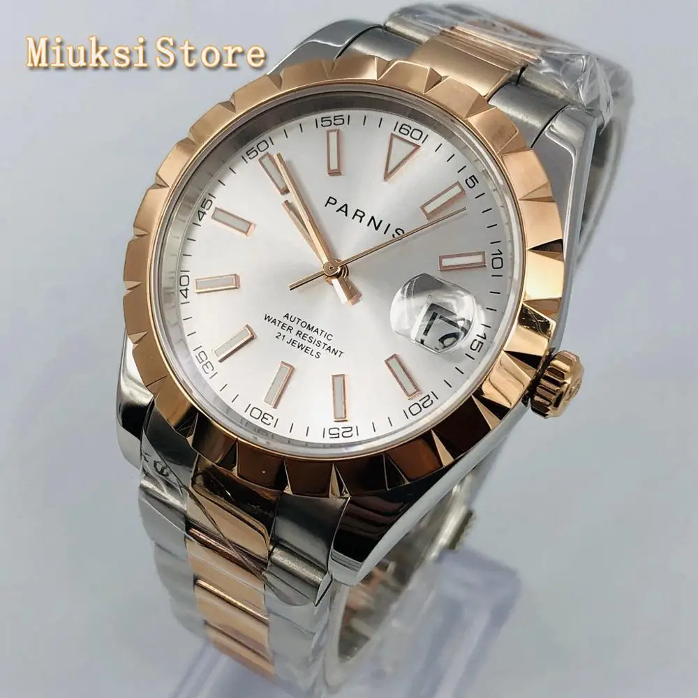 Parnis 2020 Новые мужские Роскошные водонепроницаемые часы из розового золота с