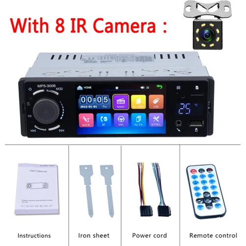 With 8 IR Camera Автомагнитола AMPrime 1 din 4," Touch Acreen, автомобильное аудио зеркало, стерео Bluetooth Камера заднего вида, Usb Aux плеер - Цвет: With 8 IR Camera