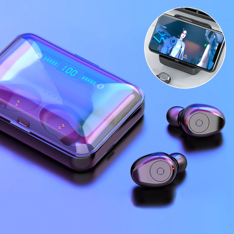 TWS F9 беспроводные наушники Bluetooth v5.0 мини умные сенсорные светодиодный дисплей с
