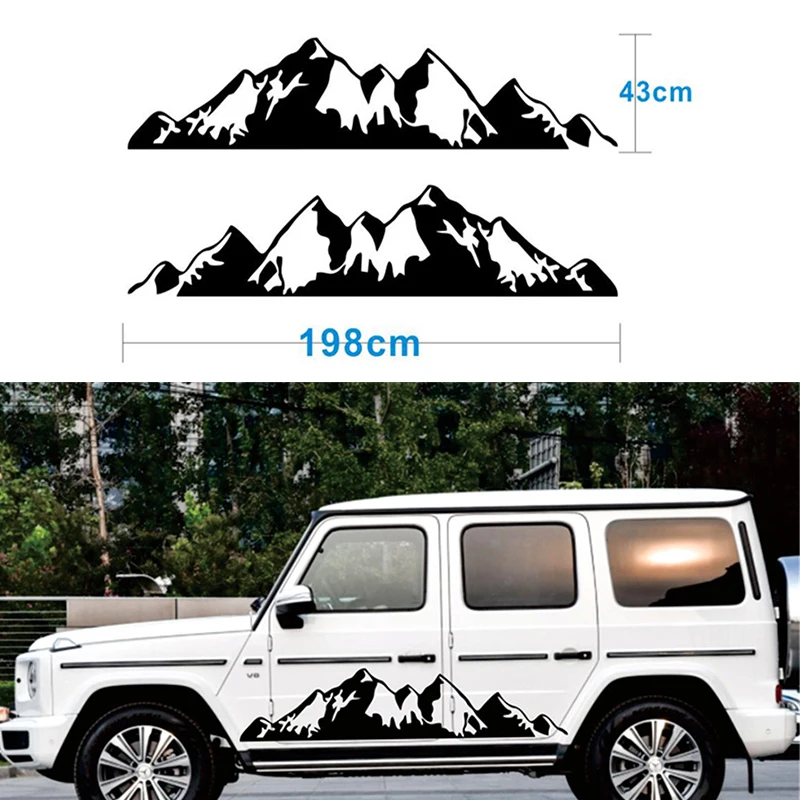 

2x Hot Sell Snow Mountain Sticker KK Vinyl Black/white/red/Reflective Silver Decal for JDM SUV RV VAN Mountain