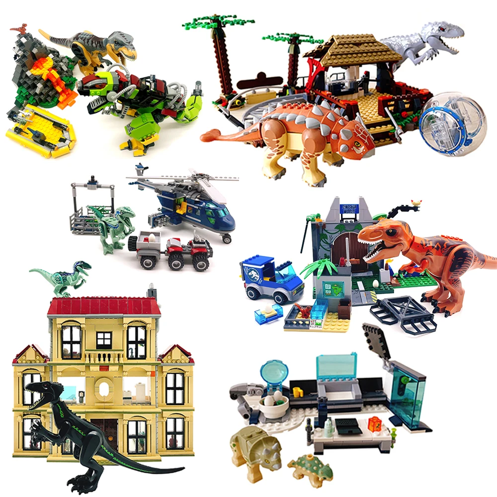 

New Jurassic Dinosaur Full Set Gyrosaurus Ankylosaurus And Toothless Pterosaur Escape Animal World Bricks Toys For Children Gift