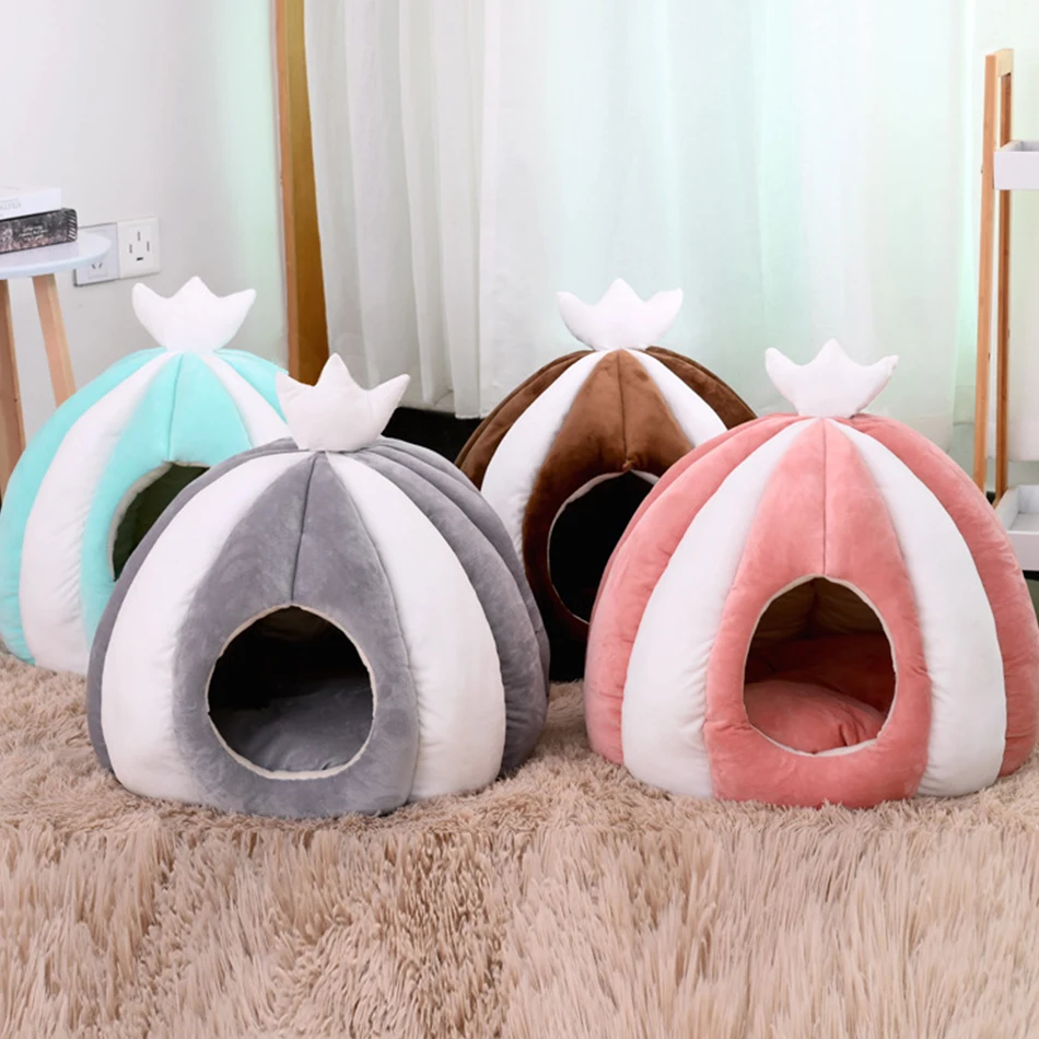 

Cute Yurt Round Dog Cat Pet Beds House Winter Sleeping Bag Portable Kennel Semi-enclosed Nest Puppies Cozy Dog Cat Villa