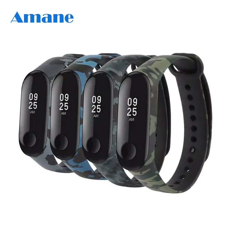 Камуфляжный ремешок для Xiaomi Mi Band 3 4 5 силиконовый на запястье браслет M5 M3