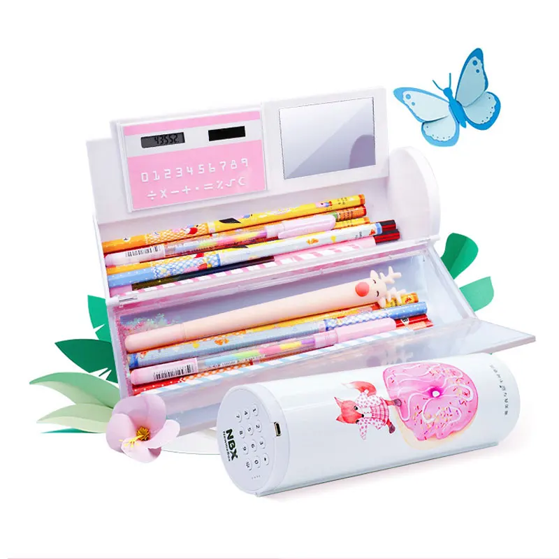 

2020 Newmebox NBX Multifunction Password Lock Pencil Case Creative Quicksand Translucent Cylindrical Stationery Box Ipen Holder