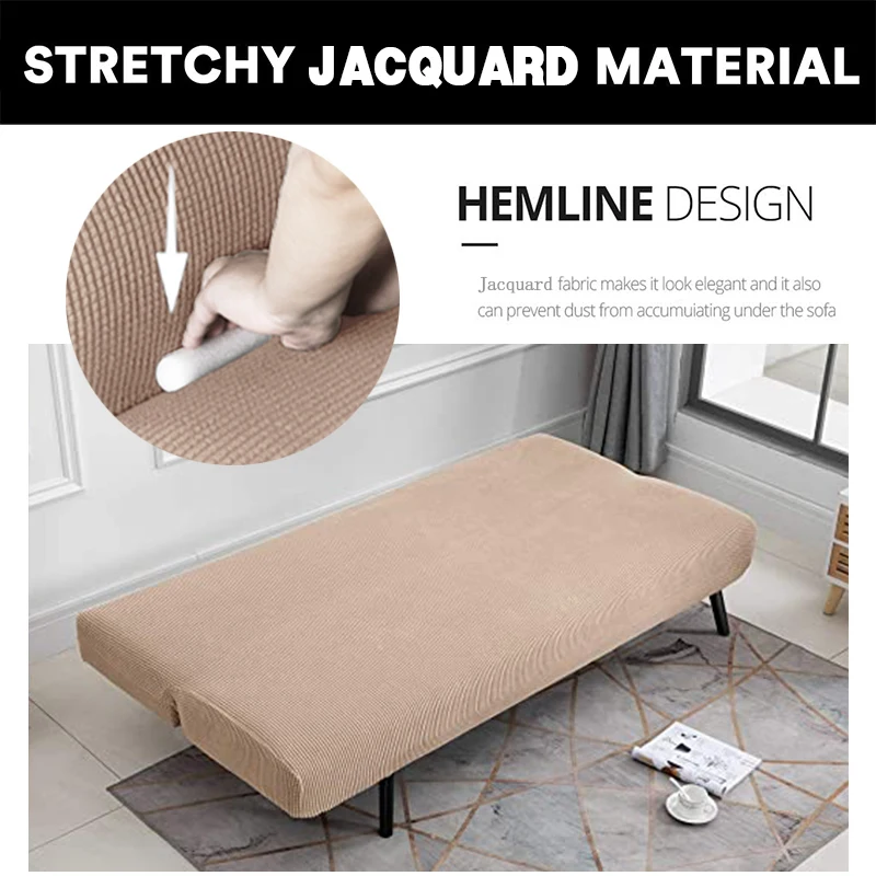 

Jacquard Armless Folding Sofa Bed Cover For Living Room Stretch Sofa Slipcovers Elastic Velvet Without Armrest Couch Cover