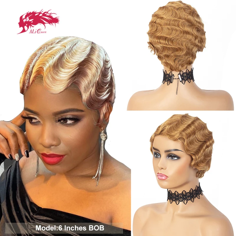 Парик Pixie Cut бразильские человеческие волосы Remy парики на пальцах Ali Queen