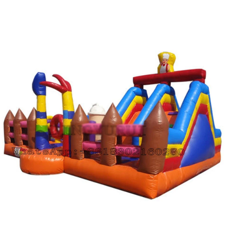 

Commercial PVC Inflatable Fun City Inflatable Slide With Bounce House Huge Size For Kids Outdoor Playing In Theme Park