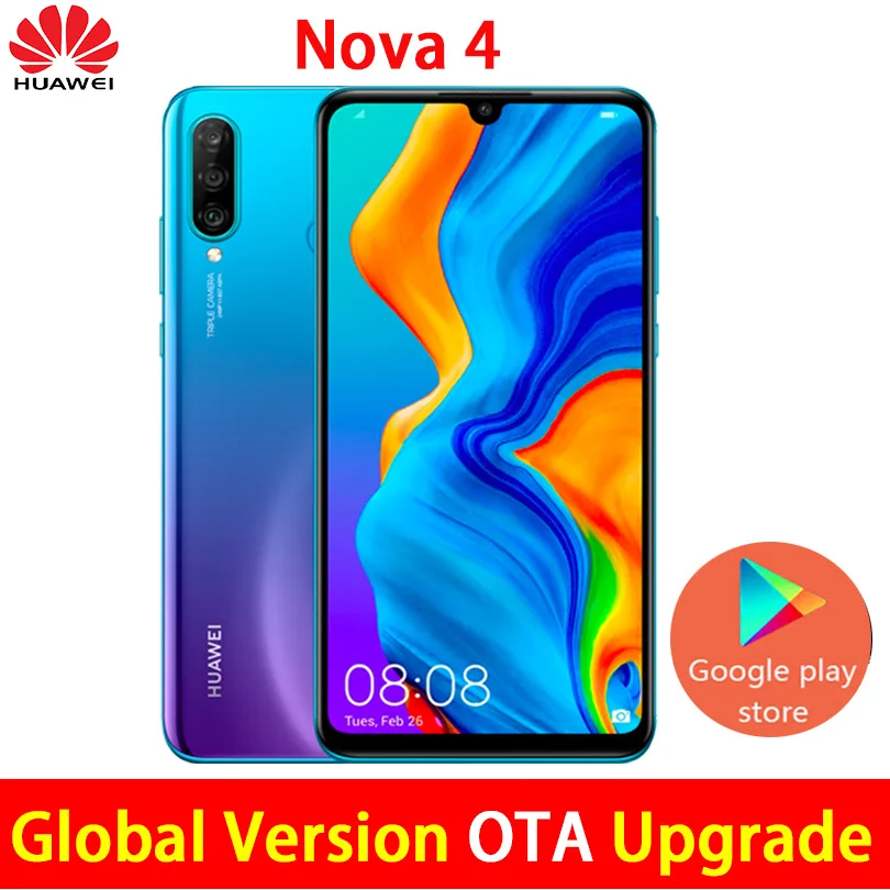 HUAWEI Nova 4 Смартфон 6 дюймов полный экран 2340x1080 Kirin 970 Octa Core 3750 мА/ч * камеры несколько