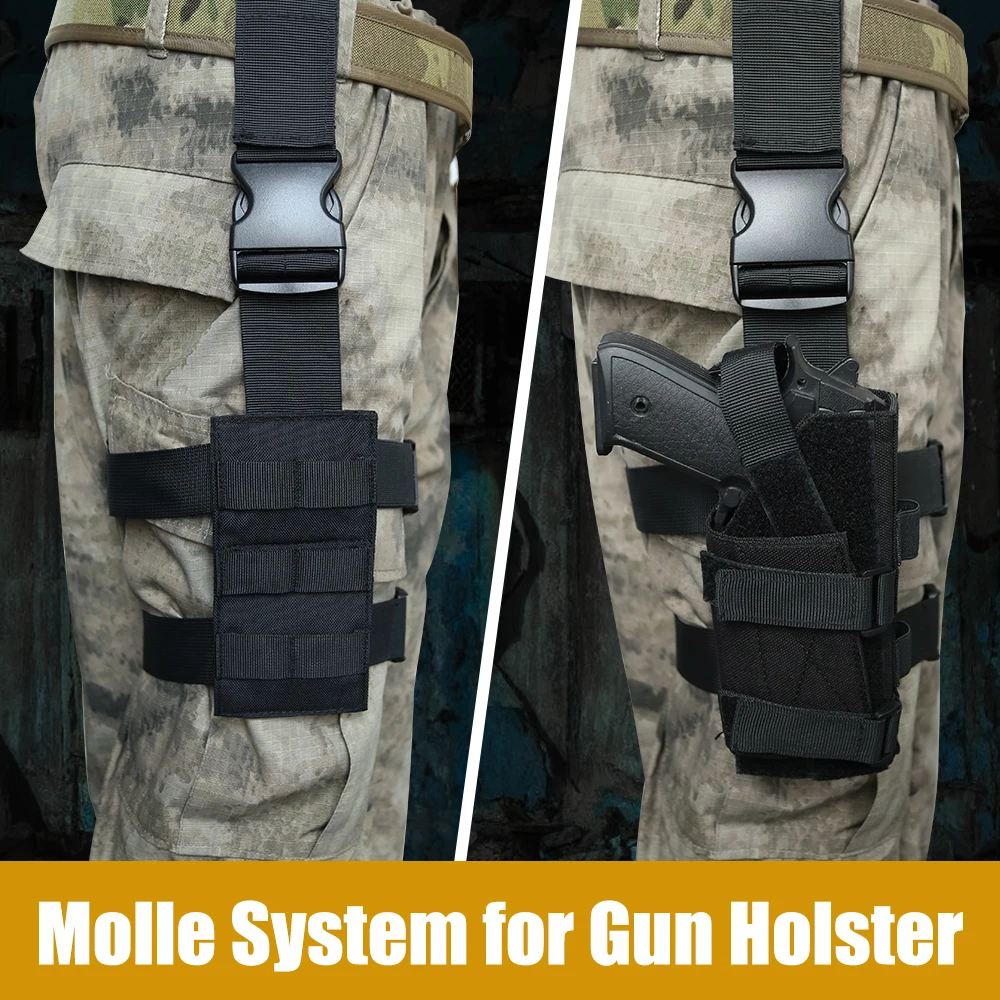Tactical Molle Drop Leg Platform &ampamp Handgun Holster Adjustable Module Gun Pouch Universal Pistol for Left/Right | Спорт и