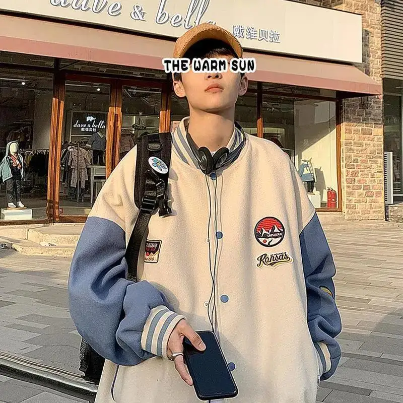 

American baseball jacket men's ins trend loose handsome Joker 2021 spring and autumn new student jacket men