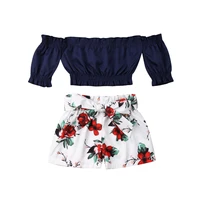 summer toddler kids baby girl flower off shoulder crop tops shorts outfit sunsuit 2pcs set casual clothes set 1 6t
