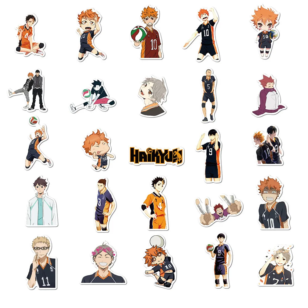 50Pcs/Set Haikyuu!! Stickers Japanese Anime Sticker Volleyball for Decal on Guitar Suitcase Laptop Phone Fridge Motorcycle Car | Игрушки и