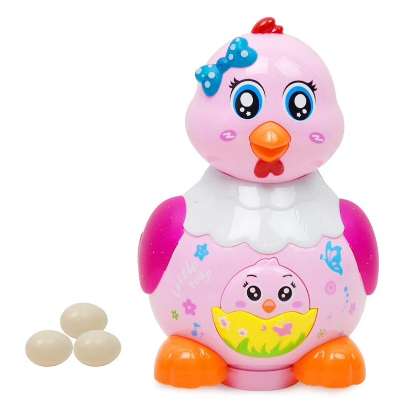 

Simulation Little Hen Electric Toy Pets Colorful Light Universal Wheel Cute Music Will Lay Eggs Kids Educational Toys