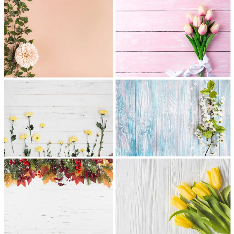 

Vinyl Custom Photography Backdrops Flower and Wood planks Theme Photo Studio Background 20212FL- 09