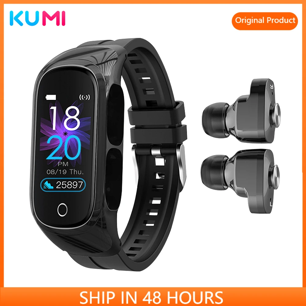 

Умный Браслет KUMI N8, умные часы с AMOLED экраном 0,96 дюйма, фитнес-трекер с пульсометром, Bluetooth-наушники с наушниками