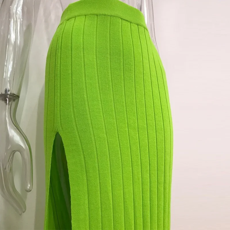 Женская трикотажная юбка-карандаш неоновая розовая облегающая офисная юбка