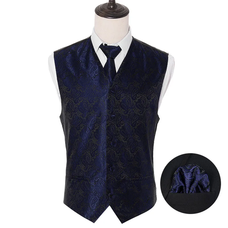 Мужской классический черный тканый облегающий костюм с пейсли жилет воротник