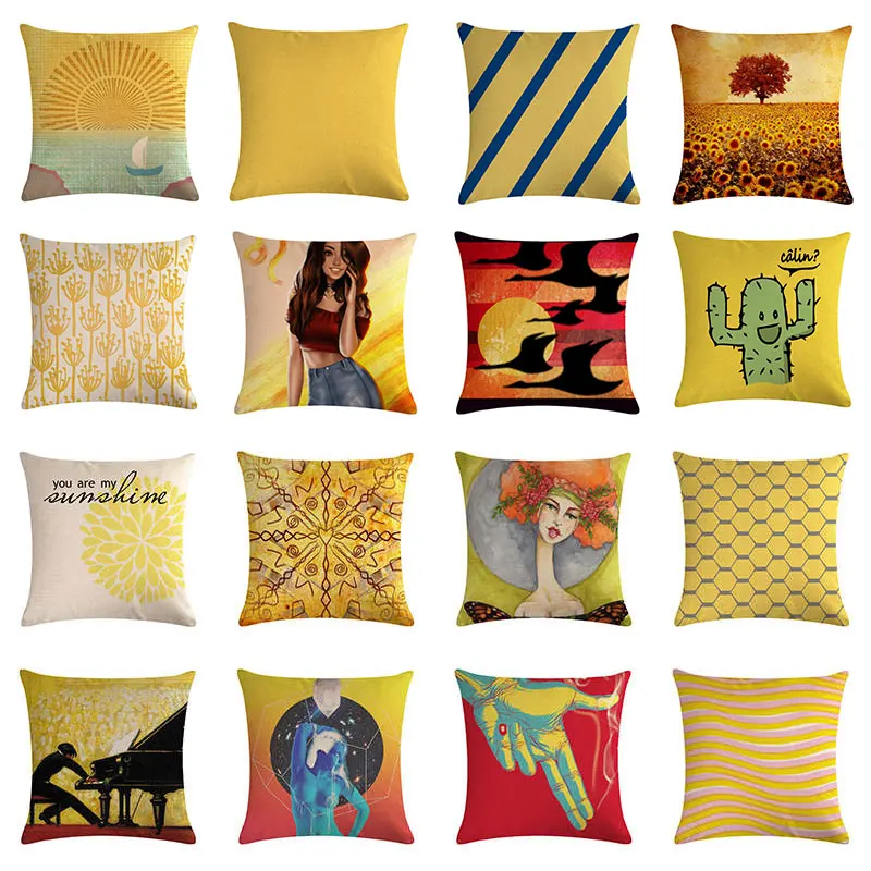 Желтый цветок хлопок лен наволочка геометрический цветочный кактус домашний