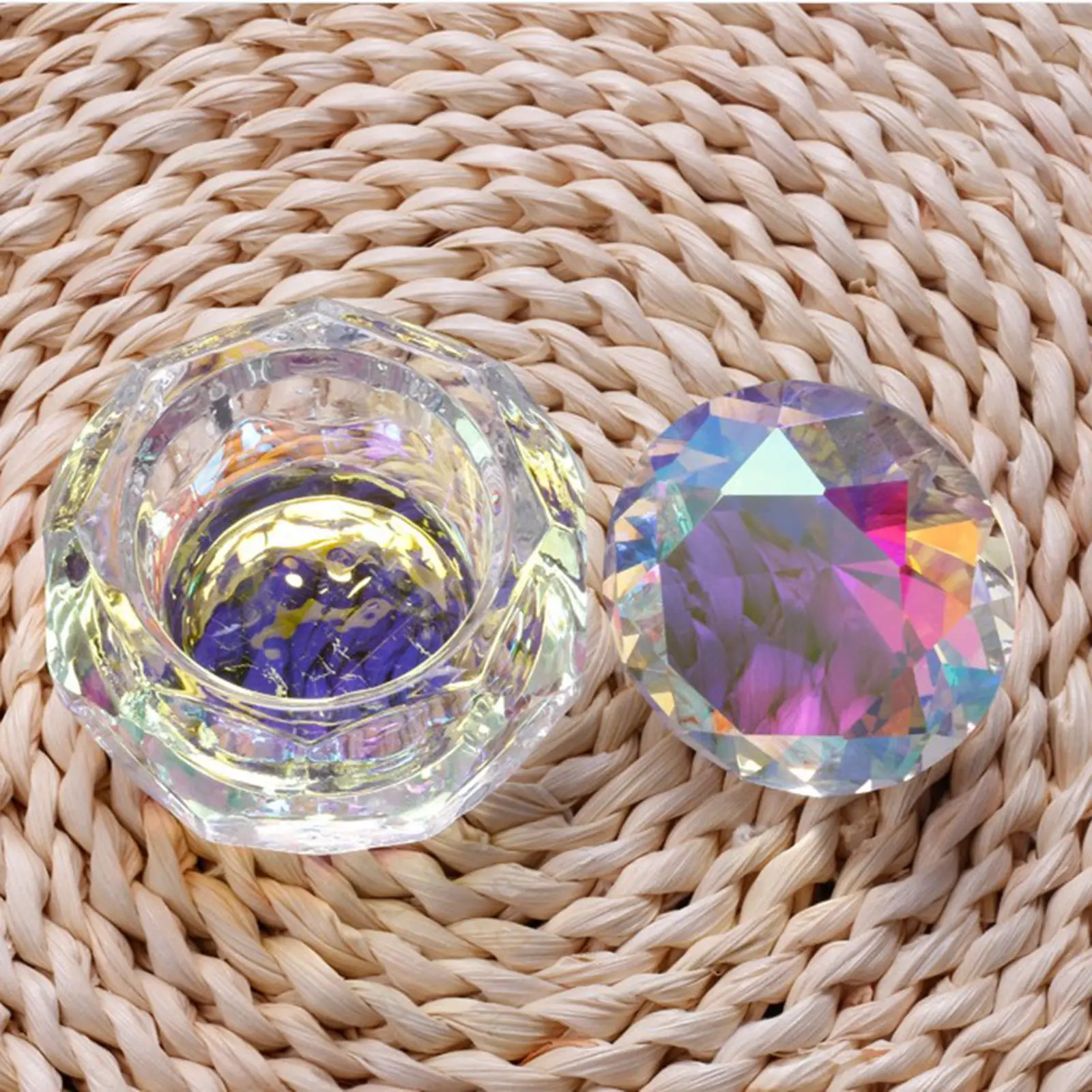 

Crystal Nail Art Dappen DISH Bowl Colorful Crystal DISH ,lid Bowl Cup, Holder