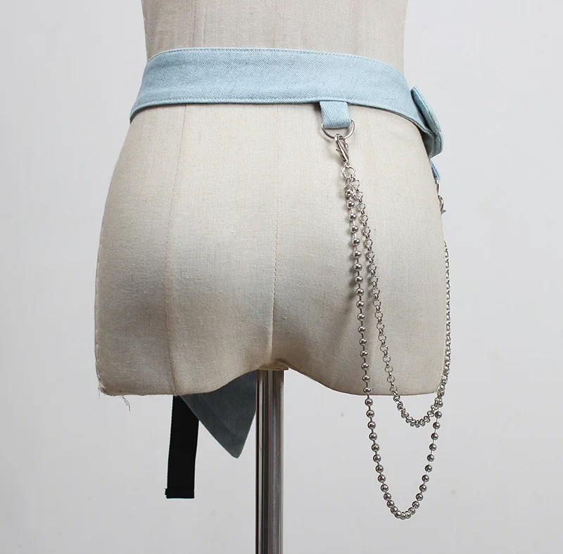 

GetSpring Women Denim Cummerbund Blue Denim Waist Band Elastic Denim Corset Wide Waist Belt Jean Elastic Waistband Belt Corset