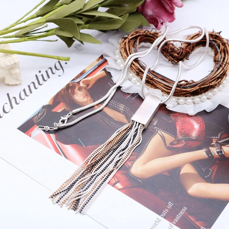 

Snake Chain Tassel Necklace Pendant Long Punk Statement Chunky