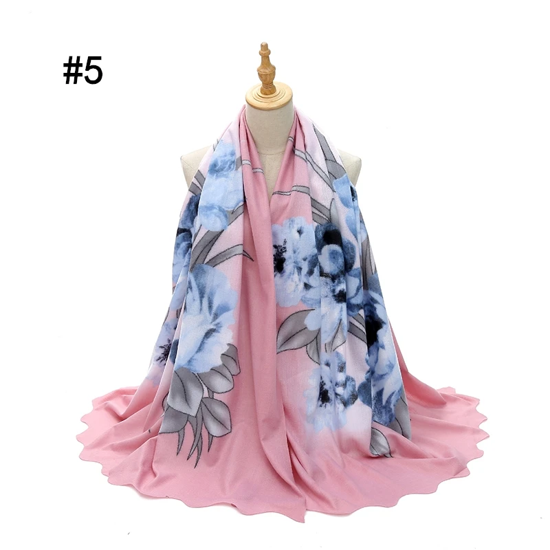 Оверсайз модный кашемировый женский шарф с принтом в виде цветов зимние теплые